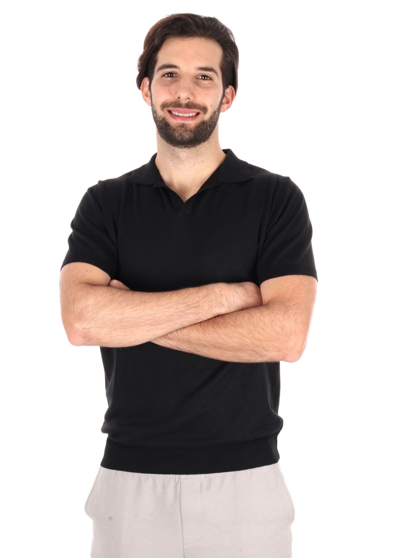 POLO IN MAGLIA SCOLLO A V FB UOMO NERO