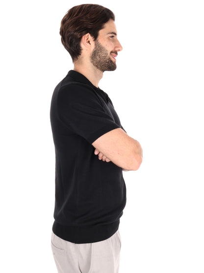 POLO IN MAGLIA SCOLLO A V FB UOMO NERO