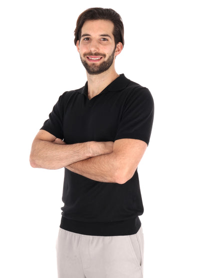 POLO IN MAGLIA SCOLLO A V FB UOMO NERO