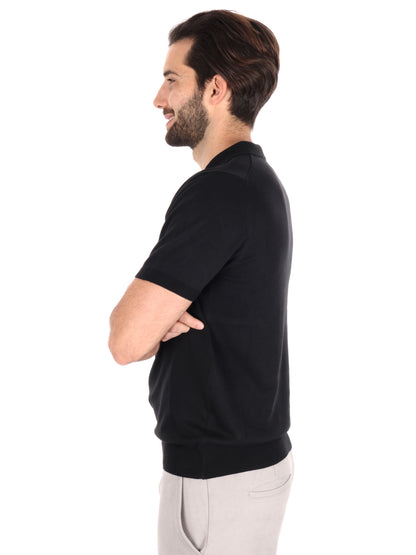 POLO IN MAGLIA SCOLLO A V FB UOMO NERO