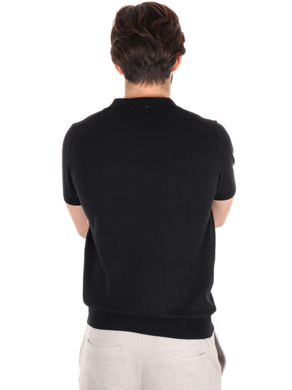 POLO IN MAGLIA SCOLLO A V FB UOMO NERO