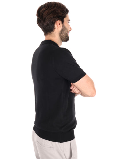 POLO IN MAGLIA SCOLLO A V FB UOMO NERO