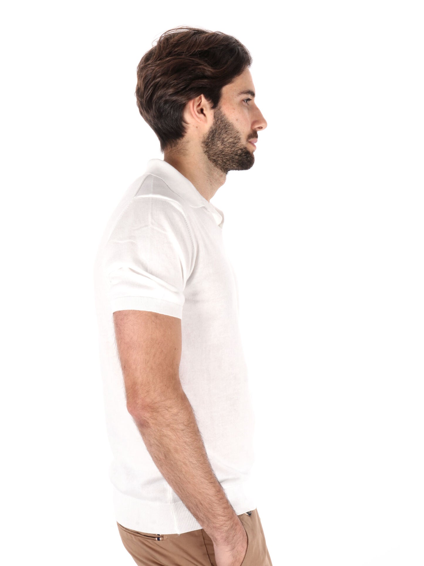 POLO IN MAGLIA SCOLLO A V FB UOMO BIANCO