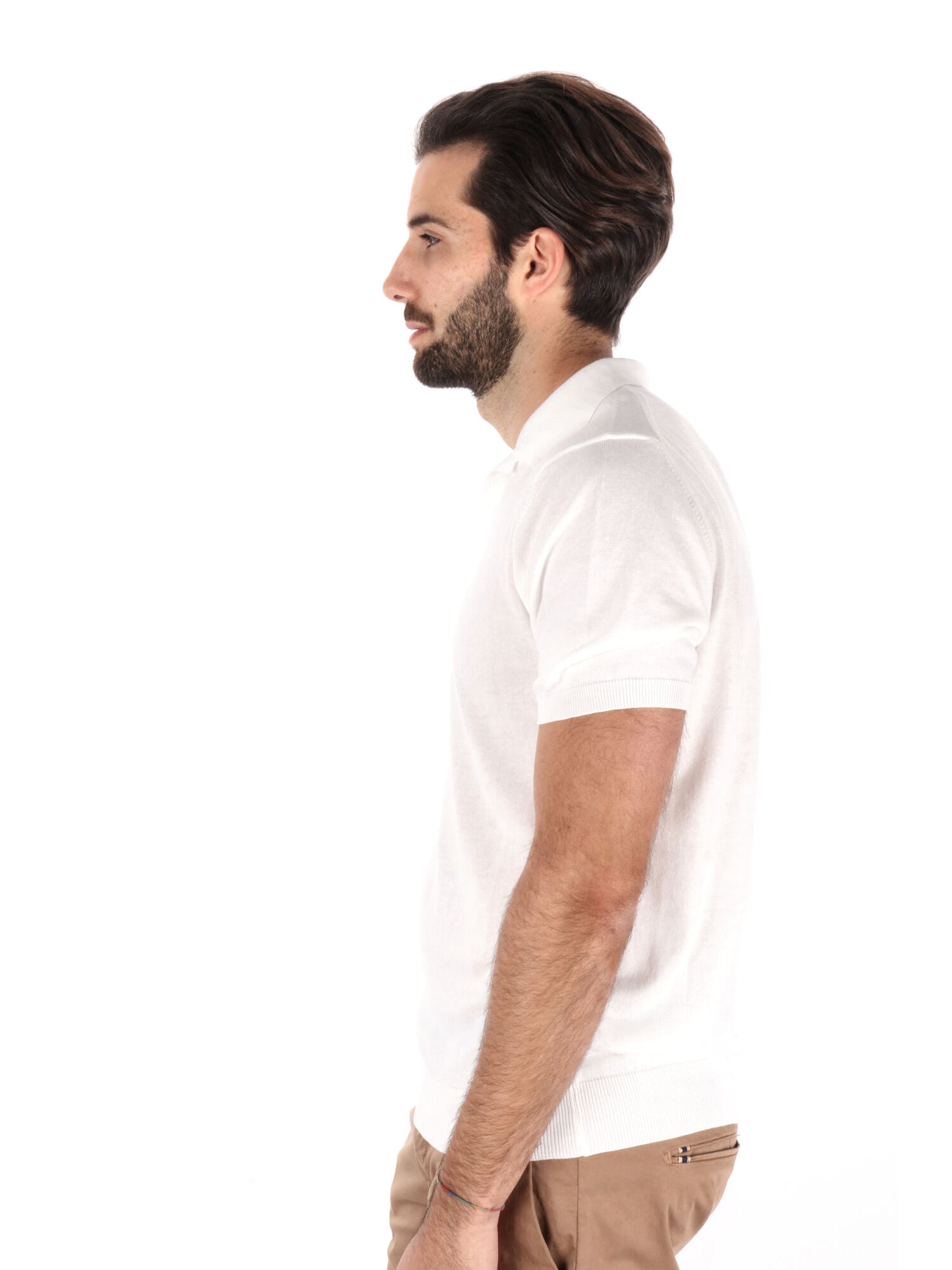 POLO IN MAGLIA SCOLLO A V FB UOMO BIANCO