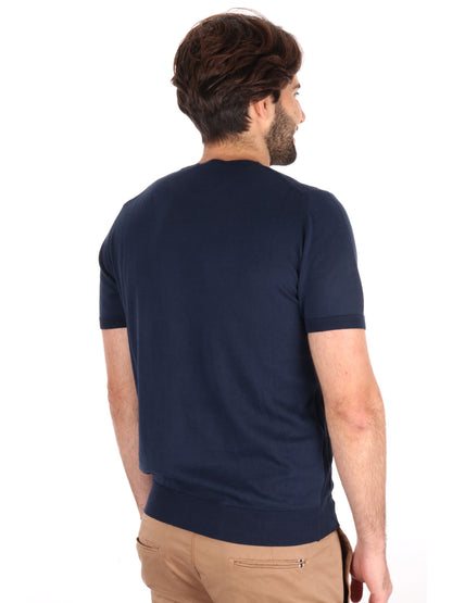 T-SHIRT IN MAGLIA TRAFORATA FB UOMO BLU