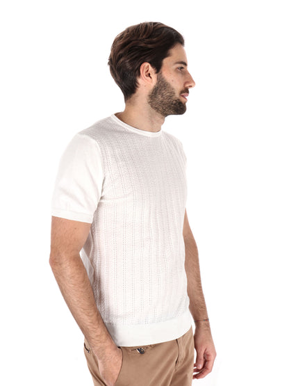 T-SHIRT IN MAGLIA TRAFORATA FB UOMO LATTE