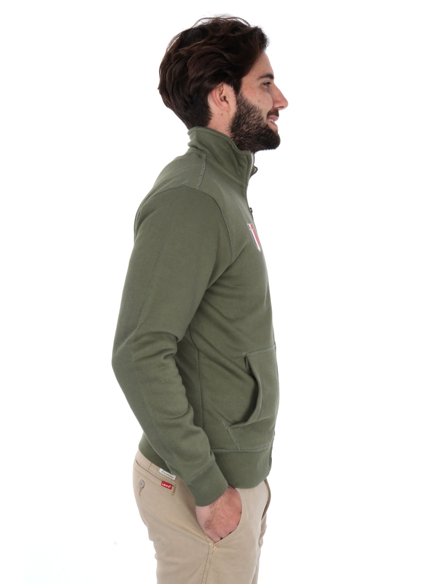 FELPA CON ZIP AERONAUTICA ITALIANA UOMO VERDE MILITARE