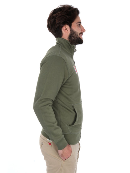 FELPA CON ZIP AERONAUTICA ITALIANA UOMO VERDE MILITARE
