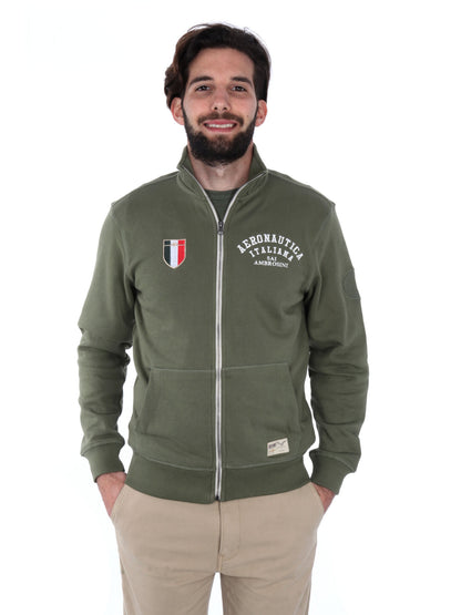 FELPA CON ZIP AERONAUTICA ITALIANA UOMO VERDE MILITARE
