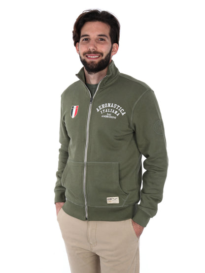 FELPA CON ZIP AERONAUTICA ITALIANA UOMO VERDE MILITARE