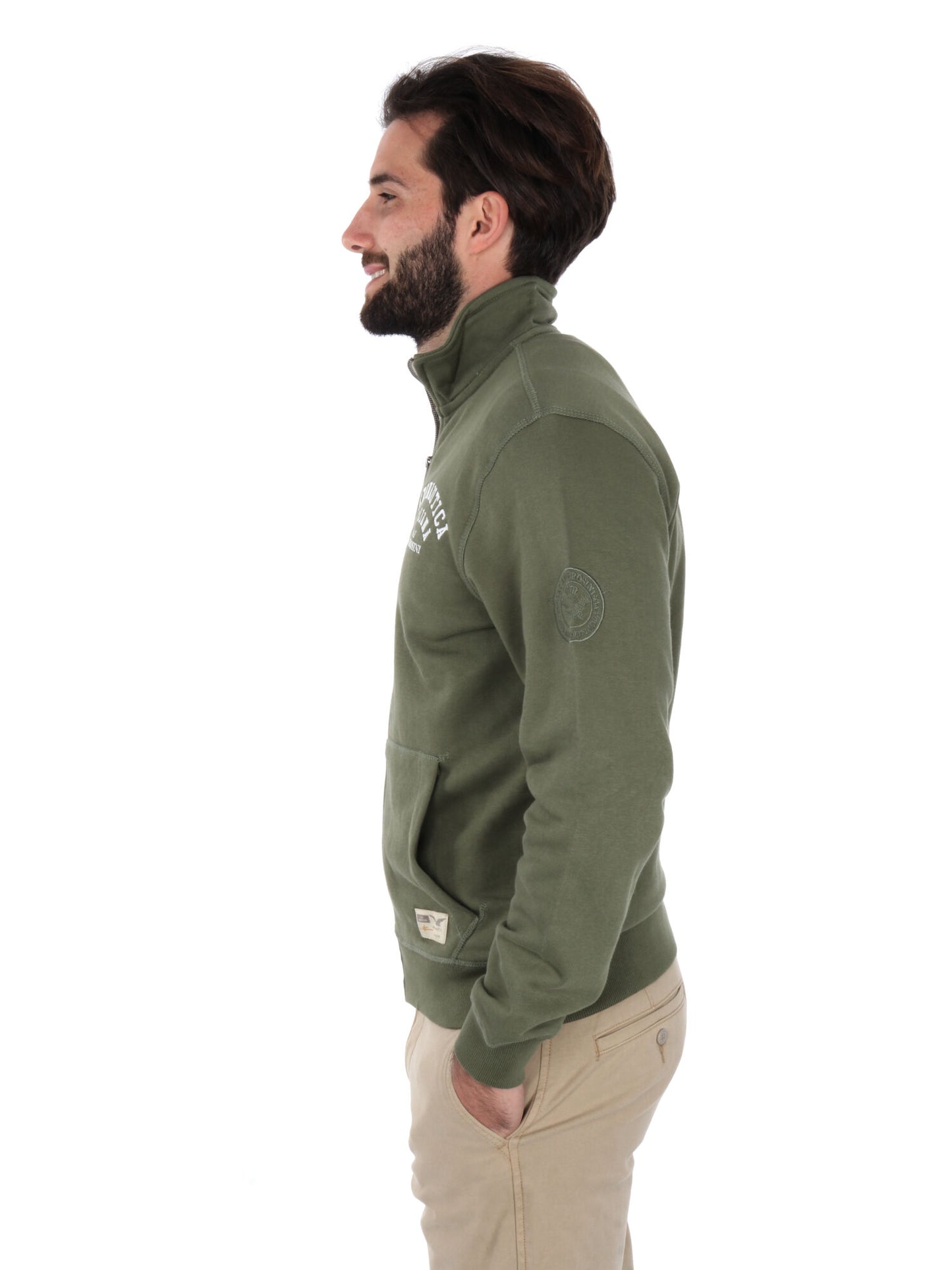 FELPA CON ZIP AERONAUTICA ITALIANA UOMO VERDE MILITARE
