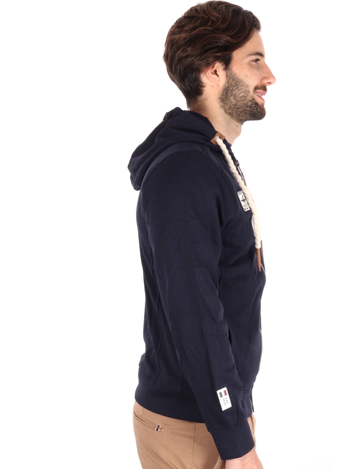 FELPA CON CAPPUCCIO E ZIP AERONAUTICA ITALIANA UOMO BLU