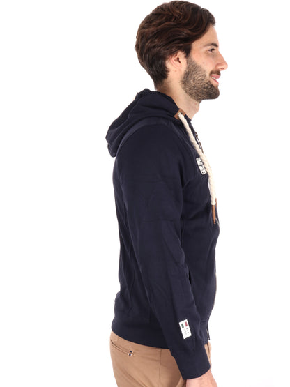 FELPA CON CAPPUCCIO E ZIP AERONAUTICA ITALIANA UOMO BLU