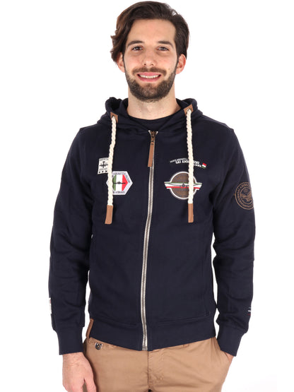 FELPA CON CAPPUCCIO E ZIP AERONAUTICA ITALIANA UOMO BLU