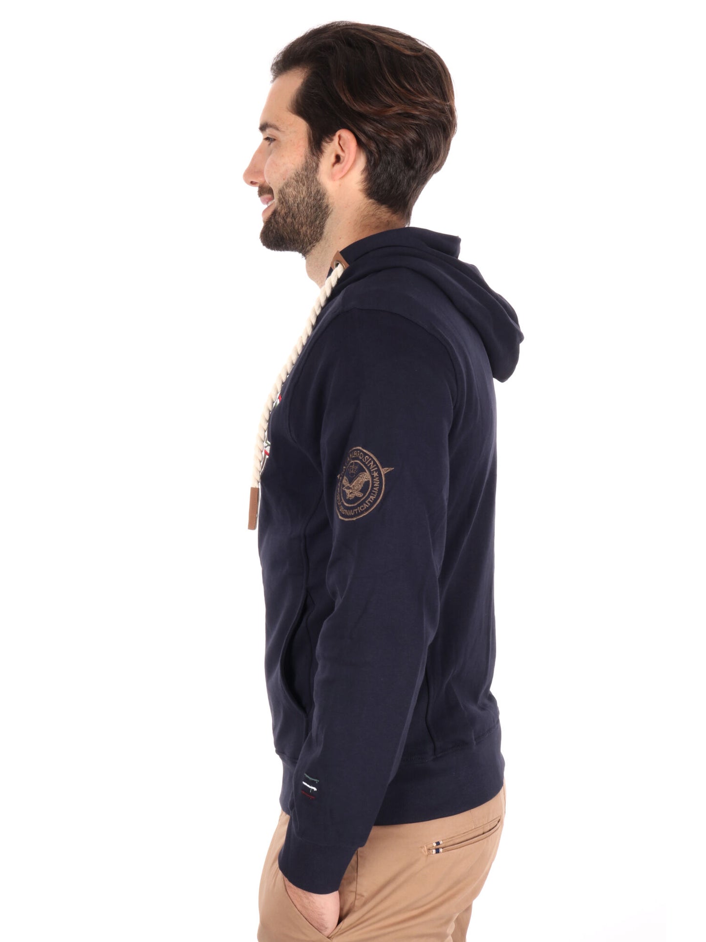 FELPA CON CAPPUCCIO E ZIP AERONAUTICA ITALIANA UOMO BLU