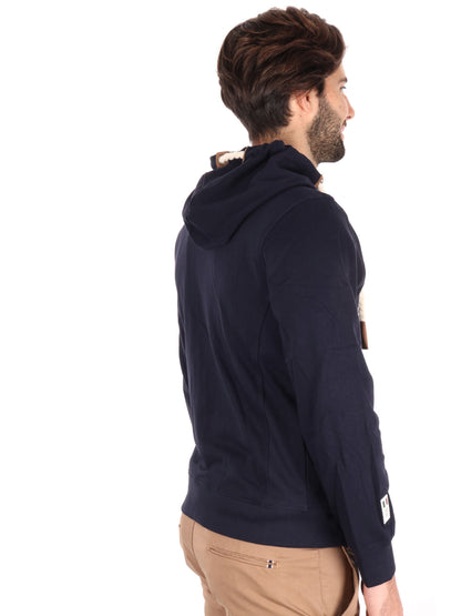 FELPA CON CAPPUCCIO E ZIP AERONAUTICA ITALIANA UOMO BLU