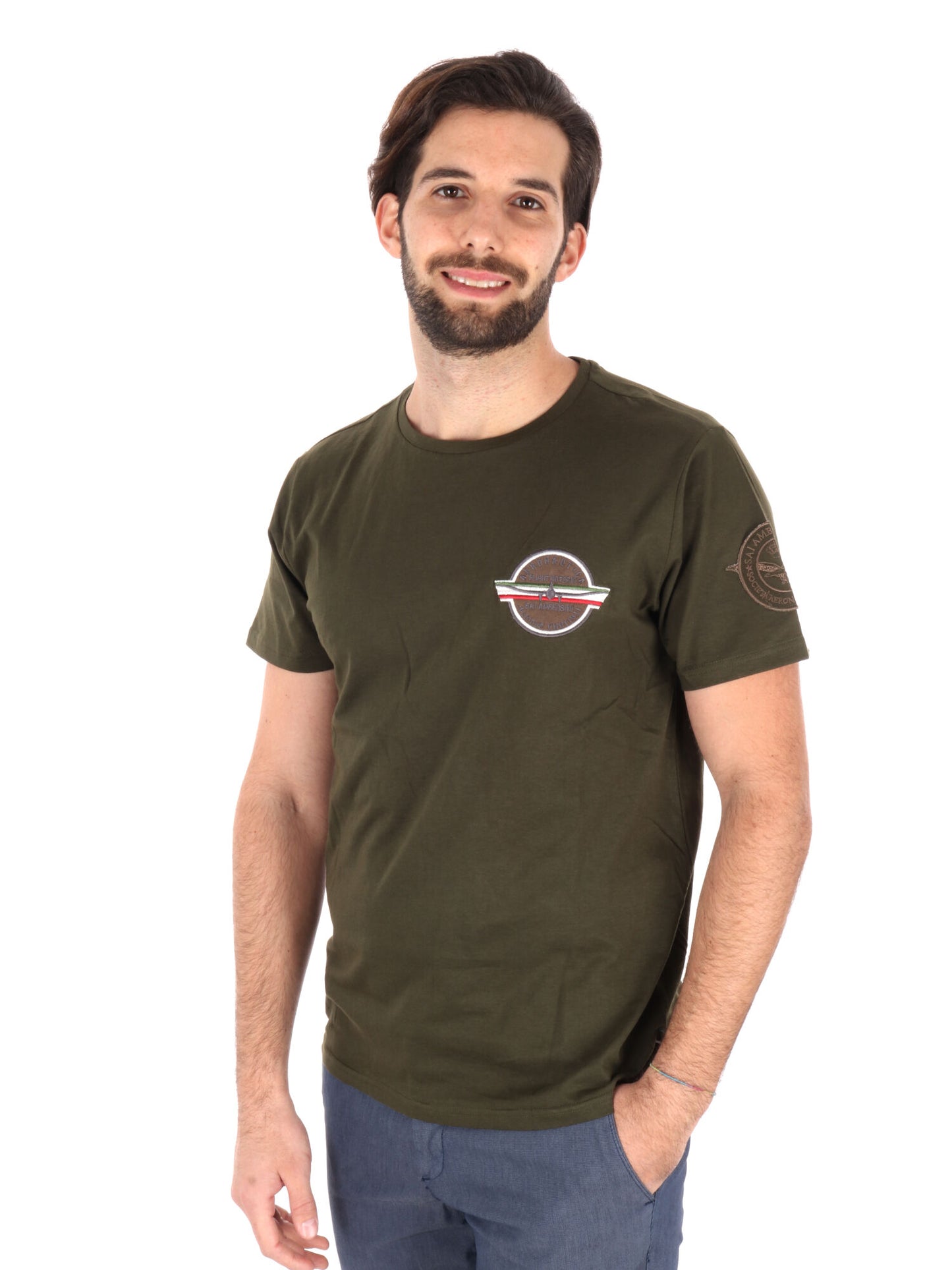 T-SHIRT AERONAUTICA ITALIANA UOMO VERDE MILITARE