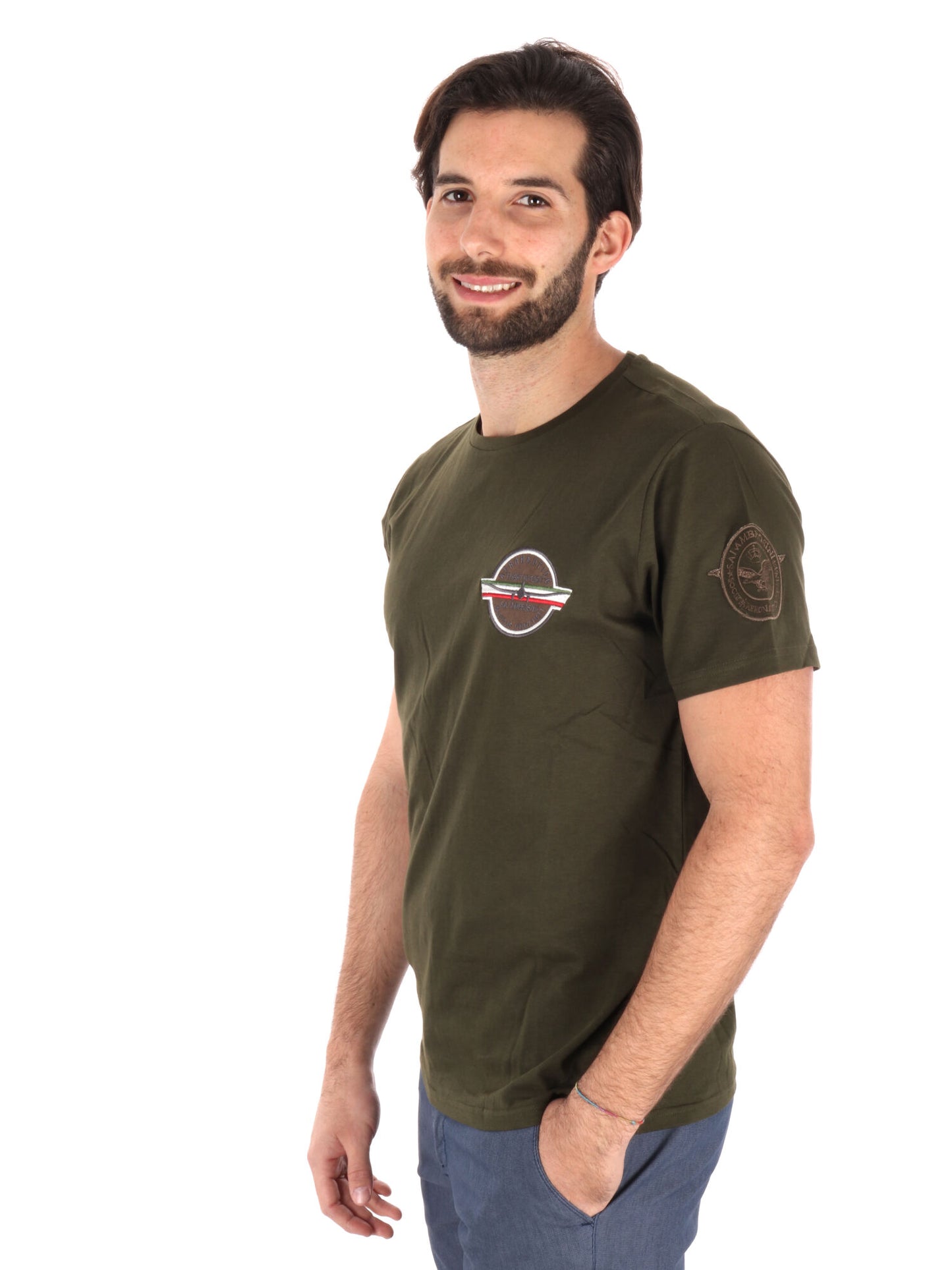 T-SHIRT AERONAUTICA ITALIANA UOMO VERDE MILITARE