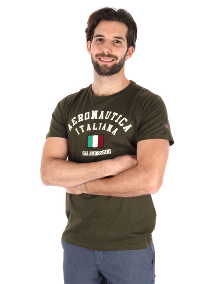 T-SHIRT AERONAUTICA ITALIANA UOMO VERDE MILITARE