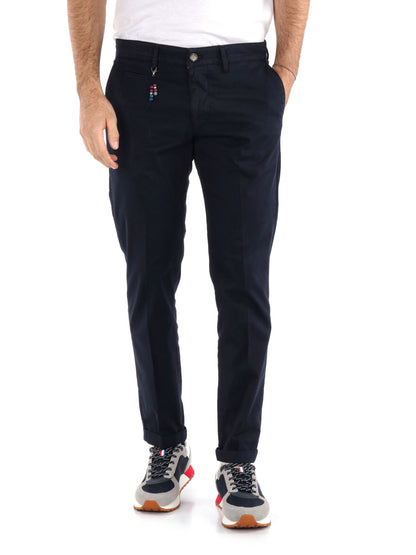 FB Argo Blu, pantalone chino slim da uomo in cotone blu