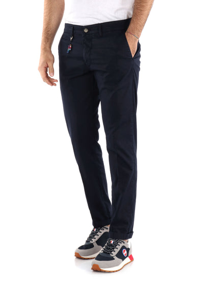 FB Argo Blu, pantalone chino slim da uomo in cotone blu