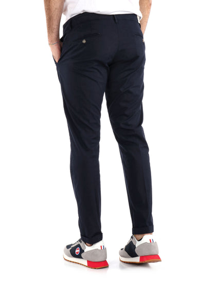 FB Argo Blu, pantalone chino slim da uomo in cotone blu