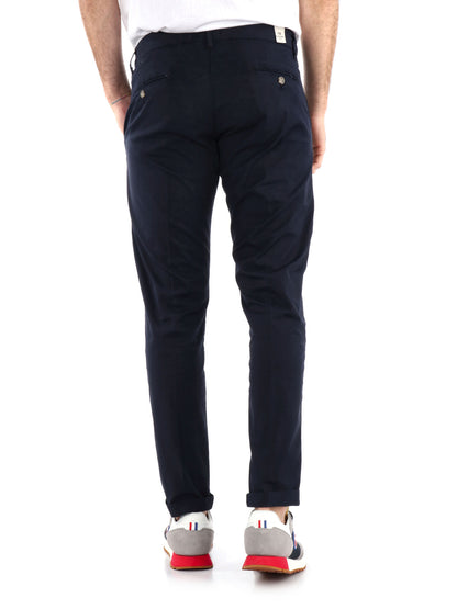 FB Argo Blu, pantalone chino slim da uomo in cotone blu