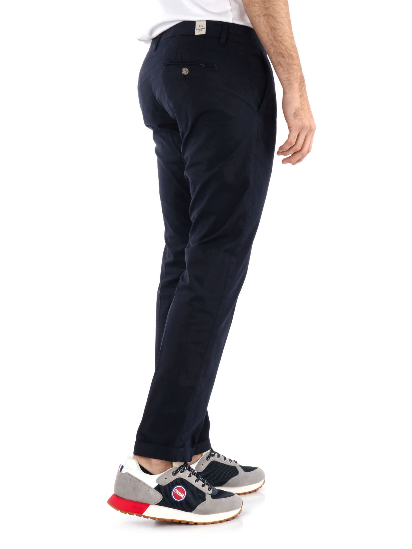 FB Argo Blu, pantalone chino slim da uomo in cotone blu