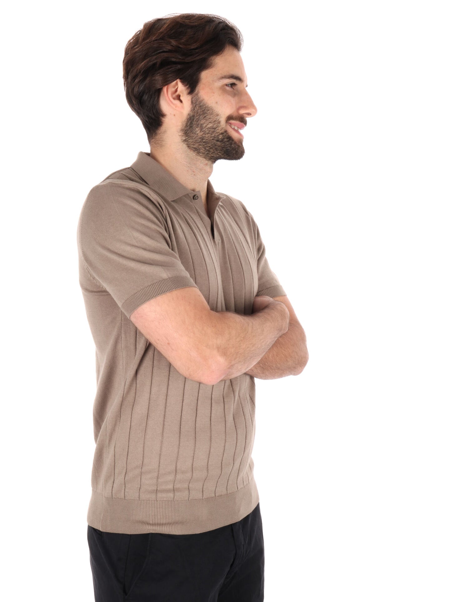 POLO IN MAGLIA A FASCIA FB UOMO TORTORA