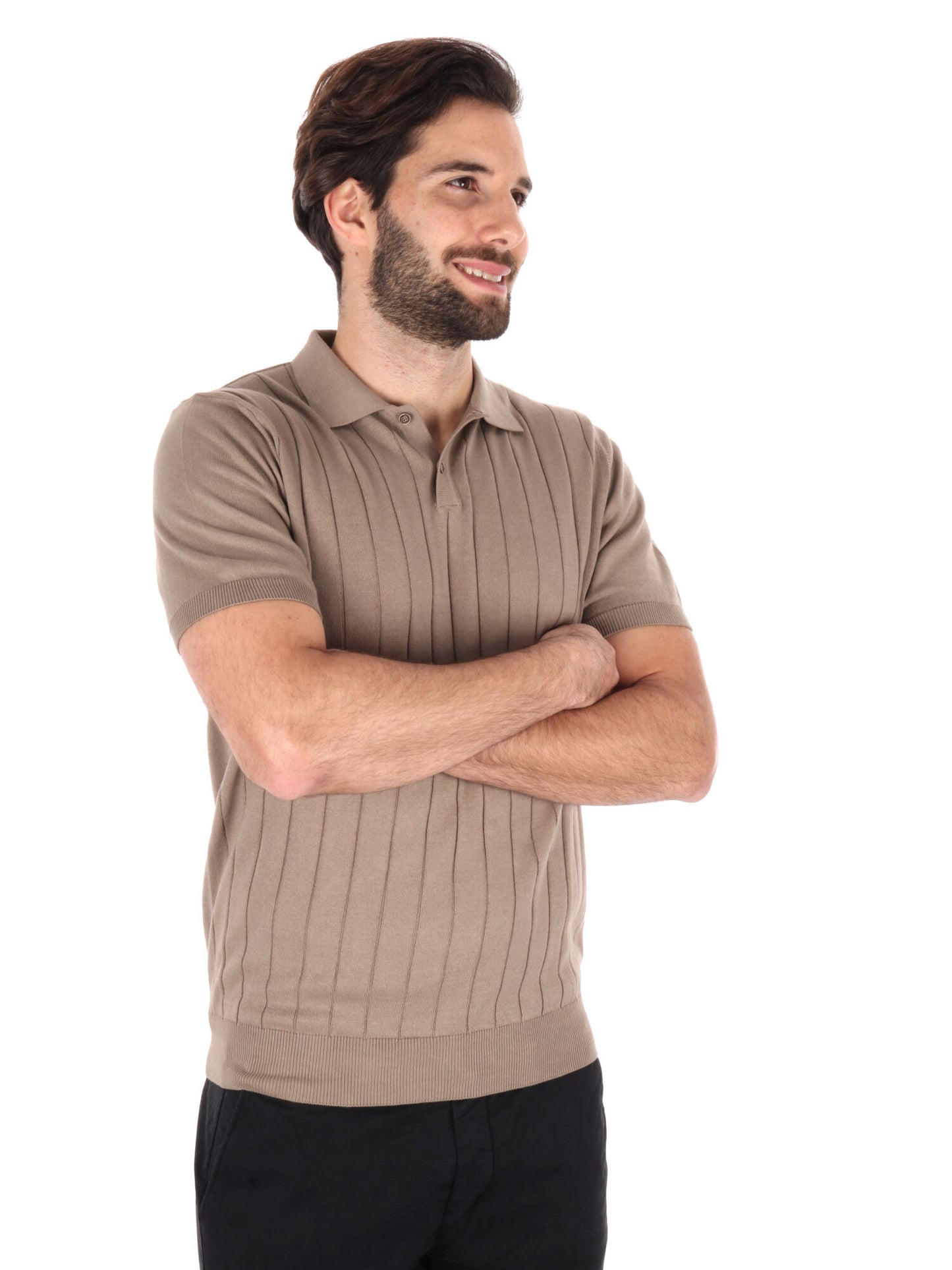 POLO IN MAGLIA A FASCIA FB UOMO TORTORA