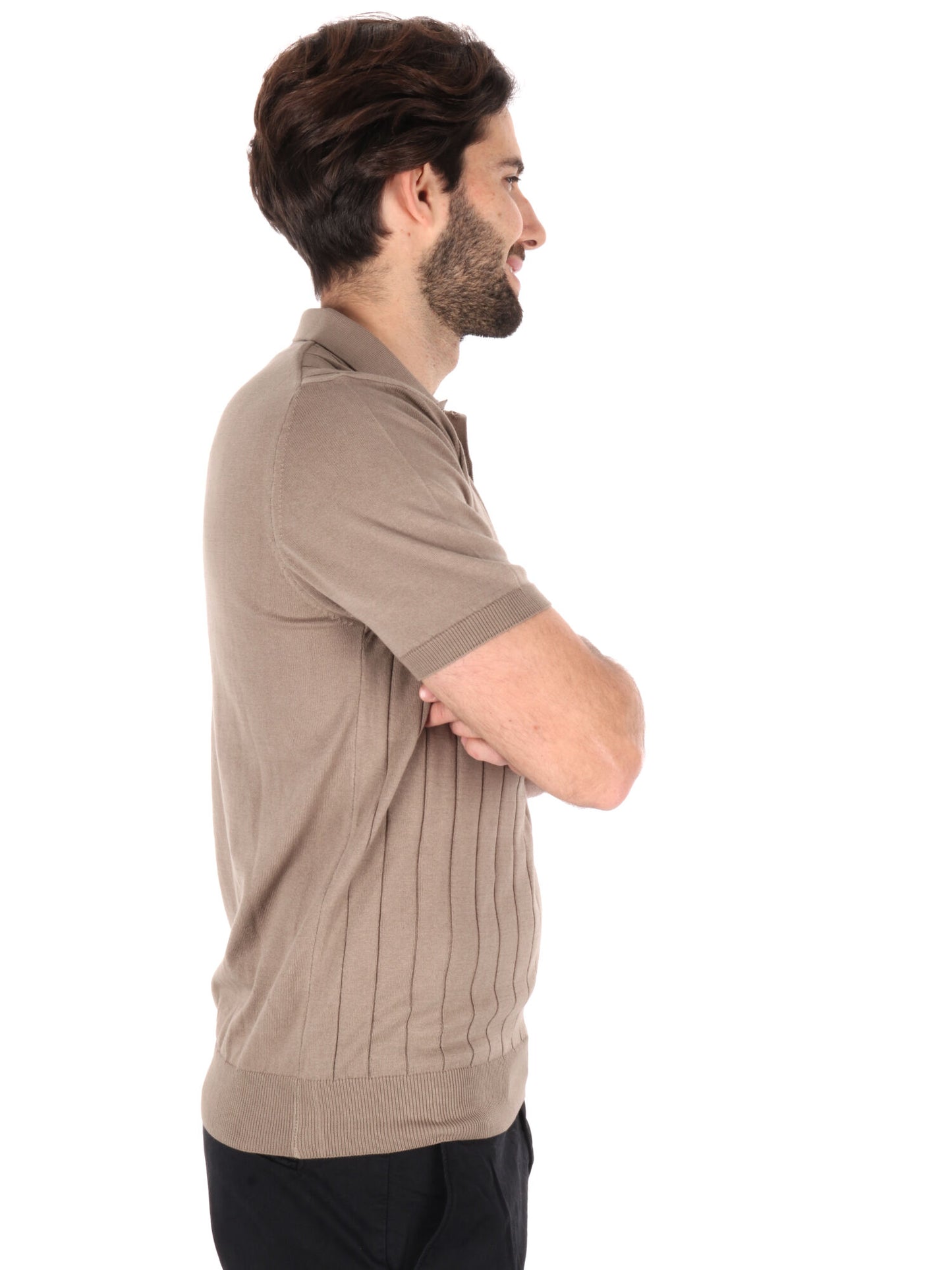 POLO IN MAGLIA A FASCIA FB UOMO TORTORA