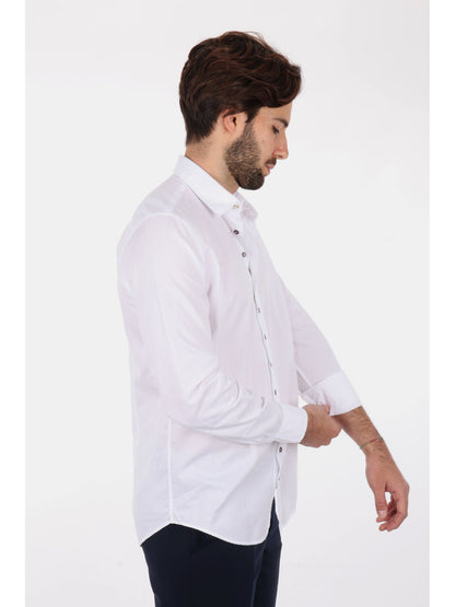 Camicia da uomo Benfica 369 bianca con collo italiano classico