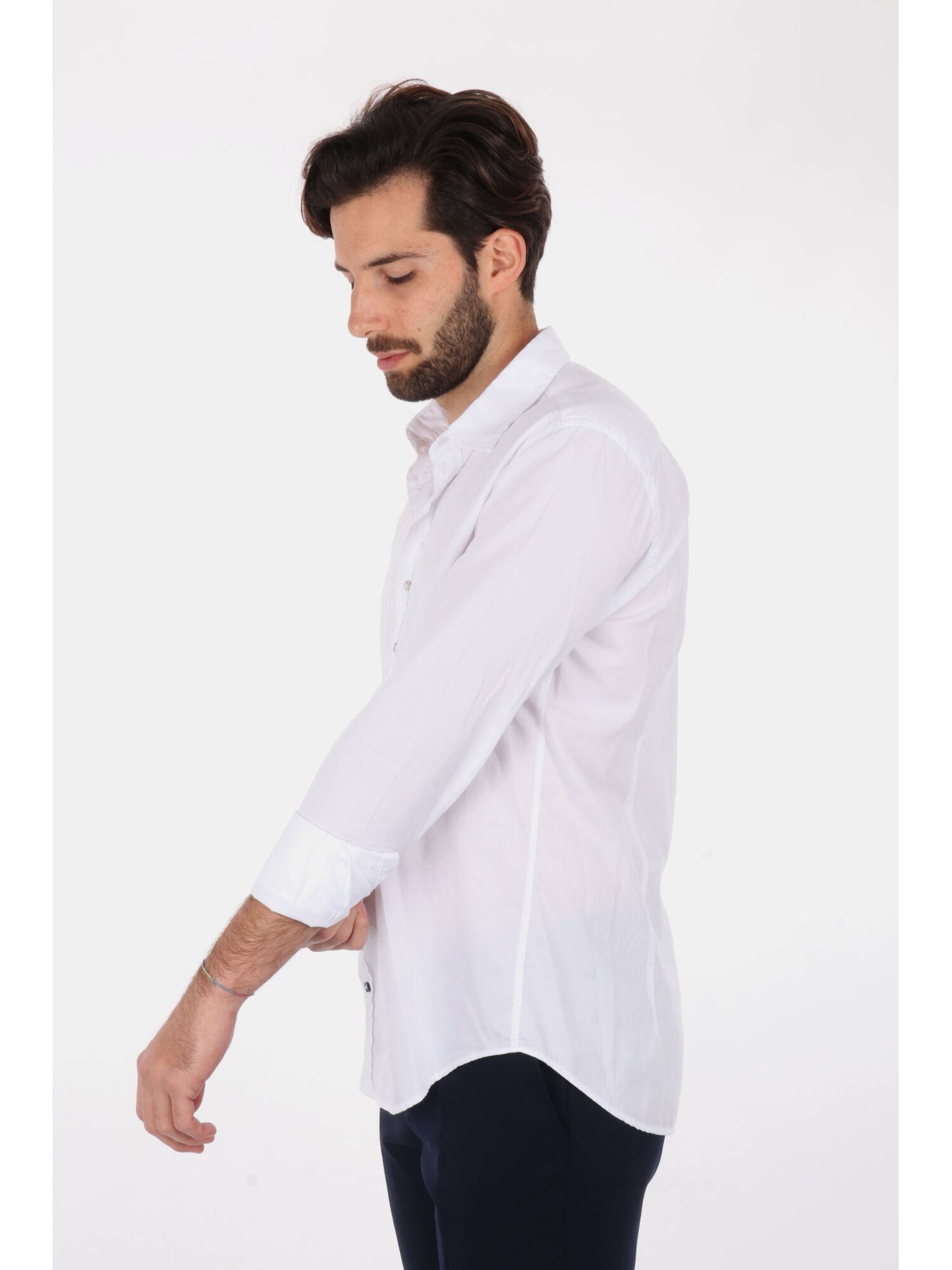Camicia da uomo Benfica 369 bianca con collo italiano classico