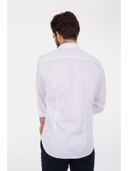 Camicia da uomo Benfica 369 bianca con collo italiano classico