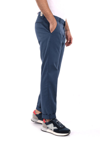 Pantalone Bill Indac blu da uomo slim in cotone stretch