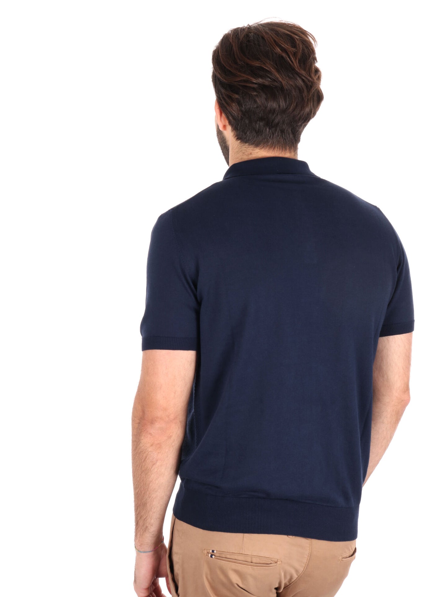 Polo in cotone FB Bindi K228 da uomo blu con collo italiano