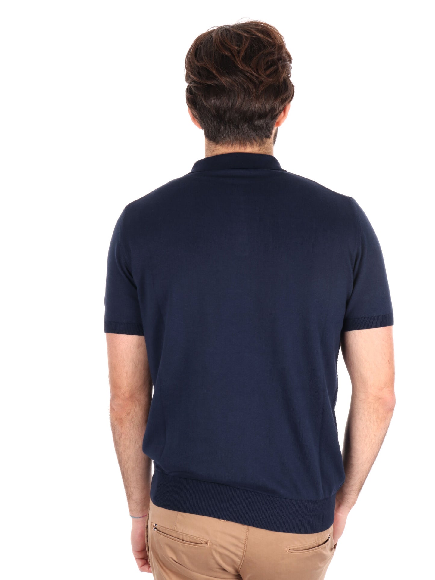 Polo in cotone FB Bindi K228 da uomo blu con collo italiano