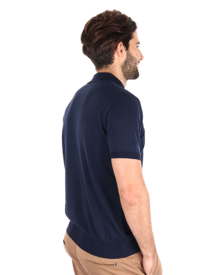 Polo in cotone FB Bindi K228 da uomo blu con collo italiano