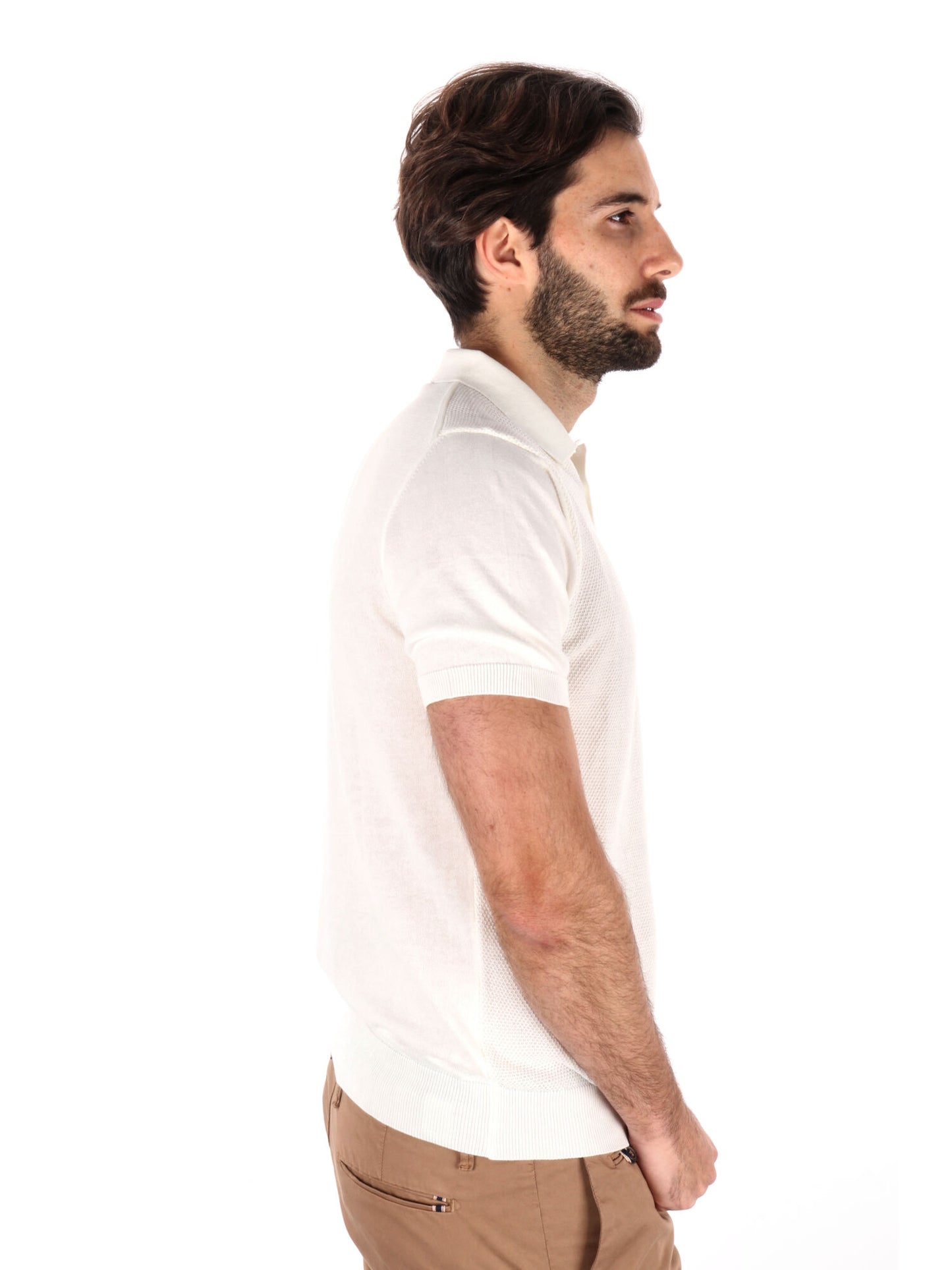 Polo da uomo FB Bindi K652 in cotone bianca con collo italiano