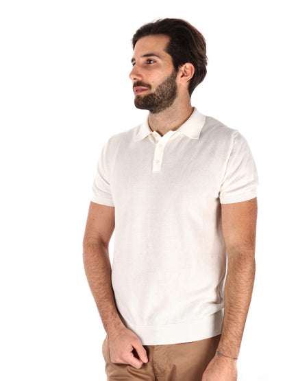 Polo da uomo FB Bindi K652 in cotone bianca con collo italiano