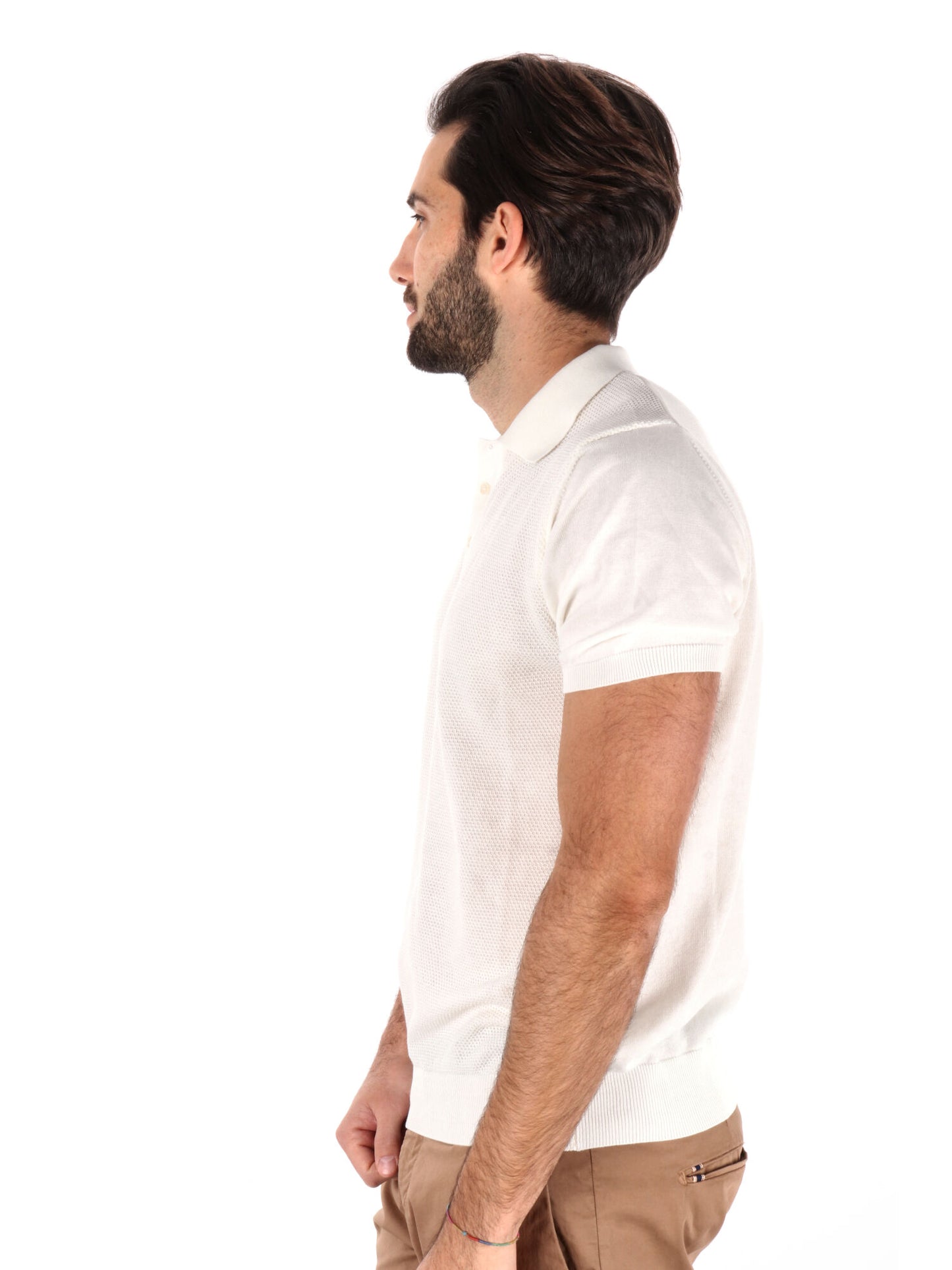 Polo da uomo FB Bindi K652 in cotone bianca con collo italiano