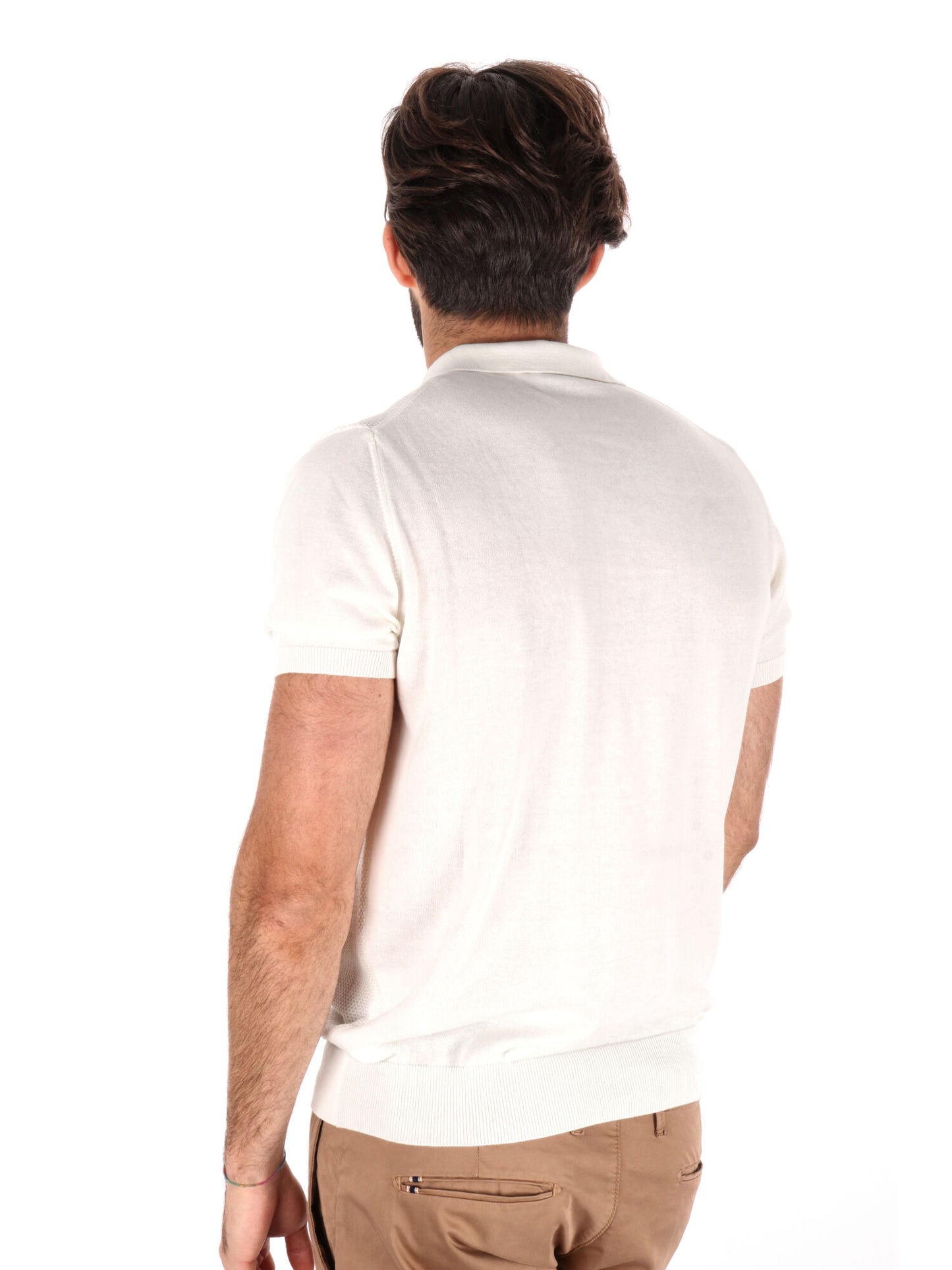 Polo da uomo FB Bindi K652 in cotone bianca con collo italiano