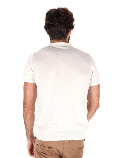 Polo da uomo FB Bindi K652 in cotone bianca con collo italiano