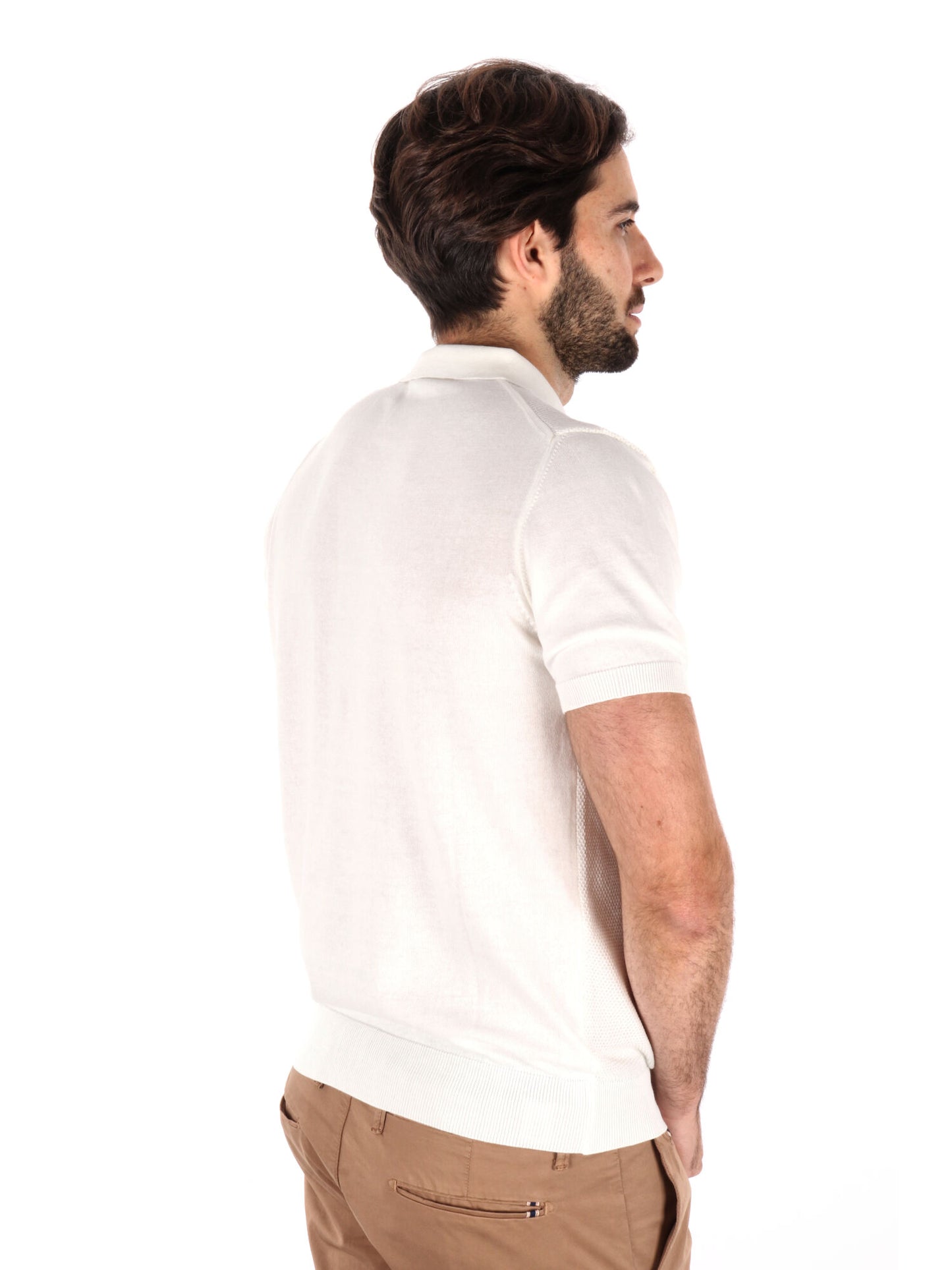 Polo da uomo FB Bindi K652 in cotone bianca con collo italiano