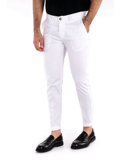 Pantalone chino FB Bongo bianco da uomo in lycra elegante