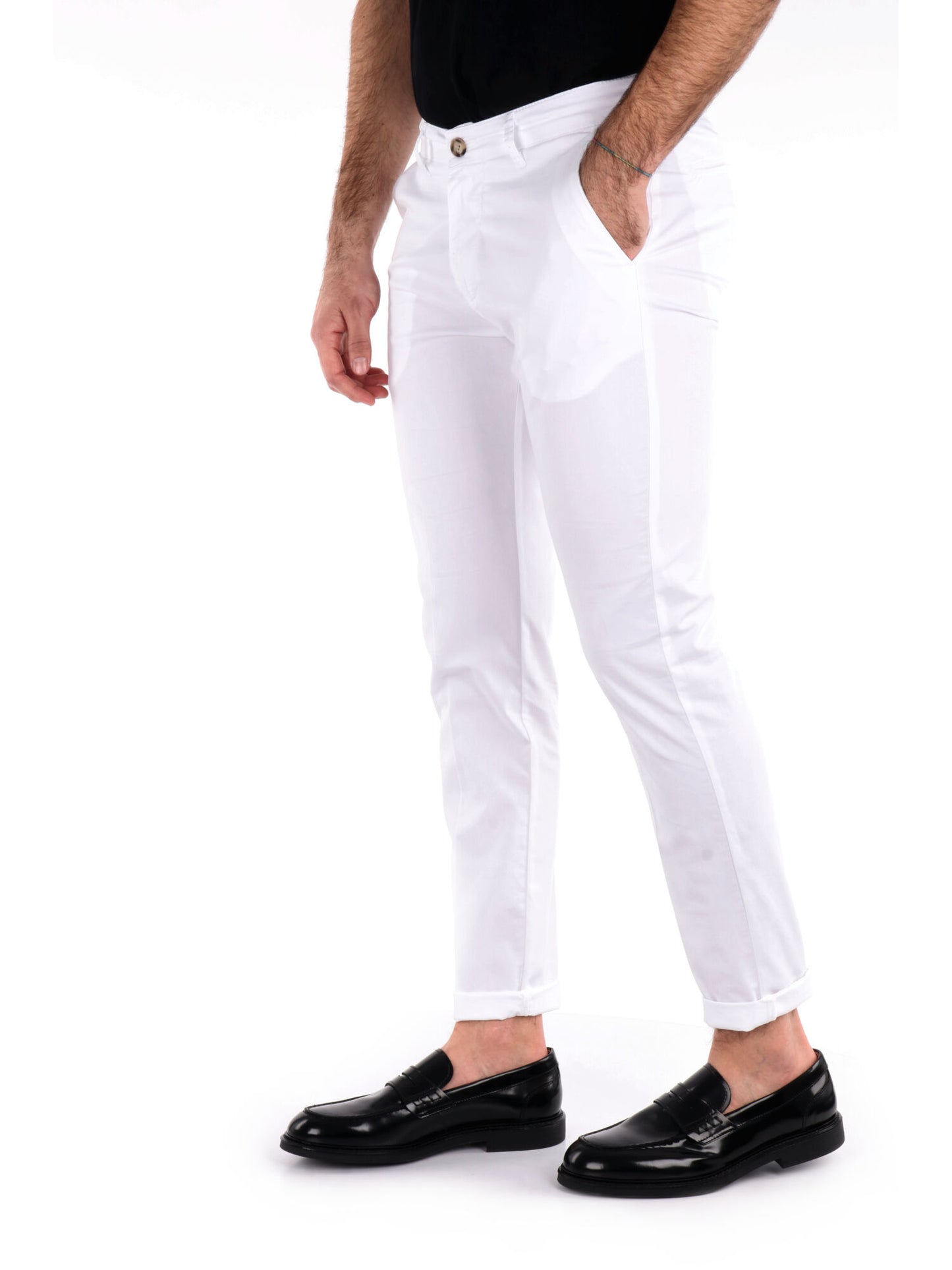 Pantalone chino FB Bongo bianco da uomo in lycra elegante