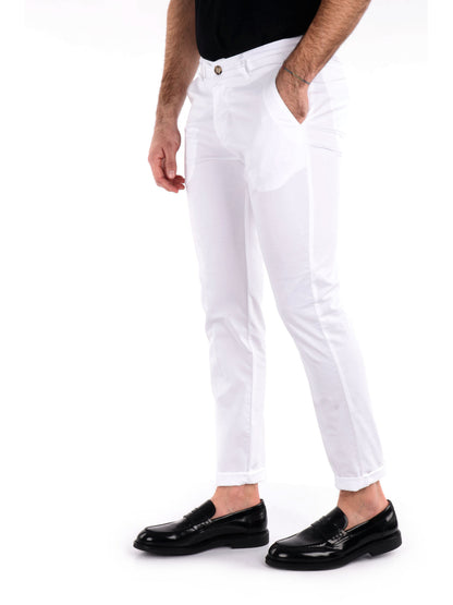 Pantalone chino FB Bongo bianco da uomo in lycra elegante