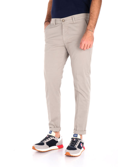 Pantaloni chino Bongo Spago da uomo beige in lycra elastica