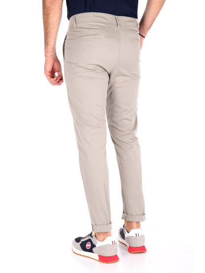 Pantaloni chino Bongo Spago da uomo beige in lycra elastica