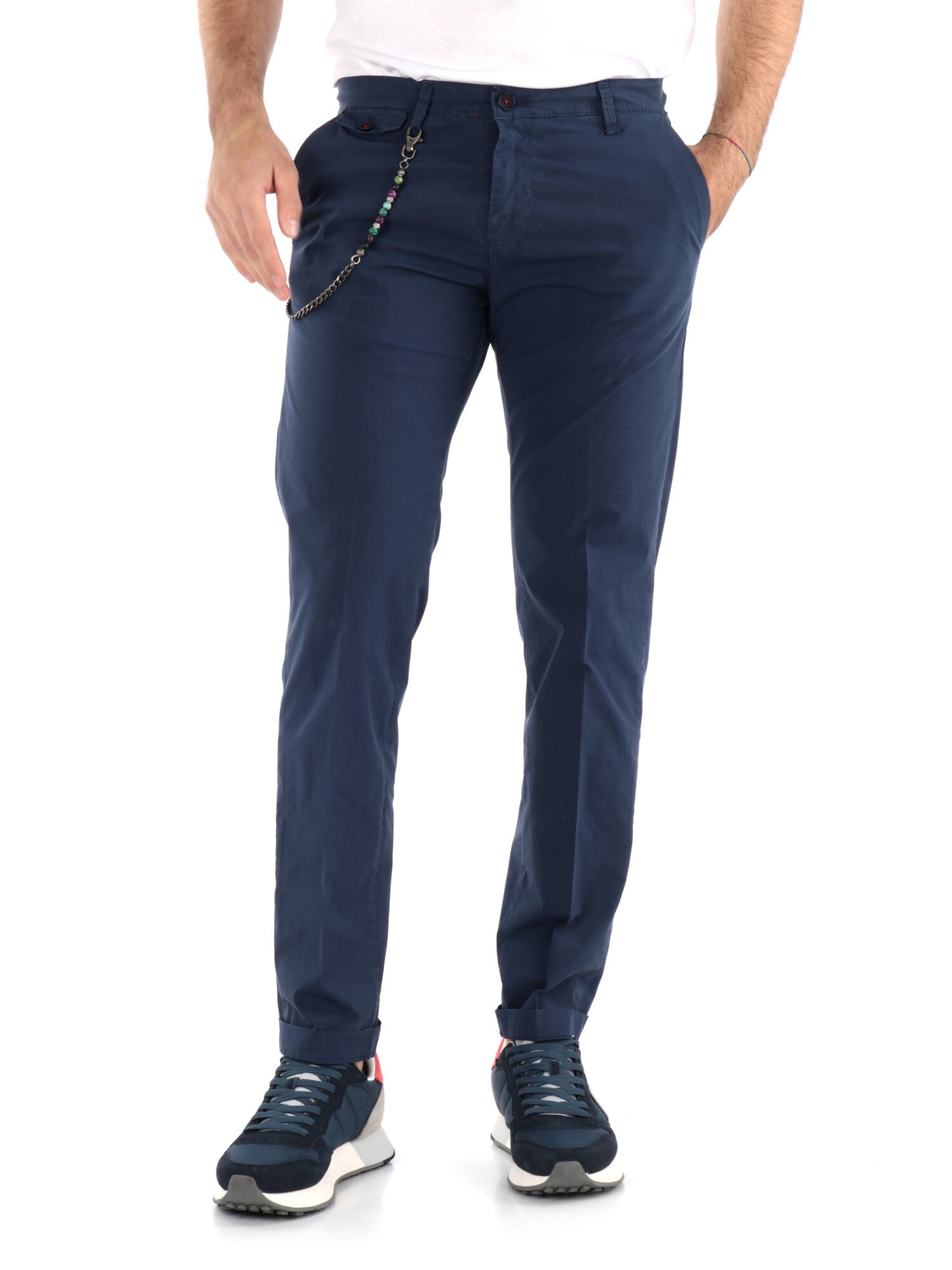 PANTALONE IN TELA FB UOMO BLU MEDIO